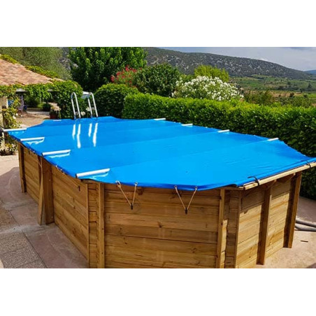 Bâche à barres piscine bois COVER WOOD hors sol